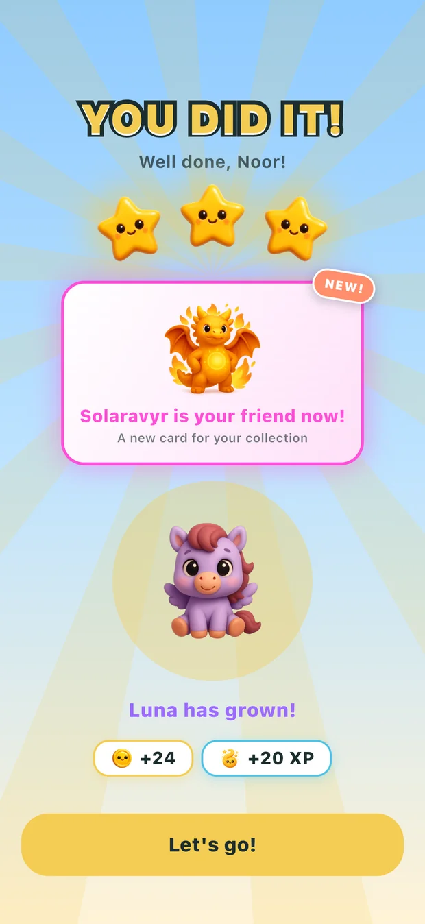 The reward screen after a won round