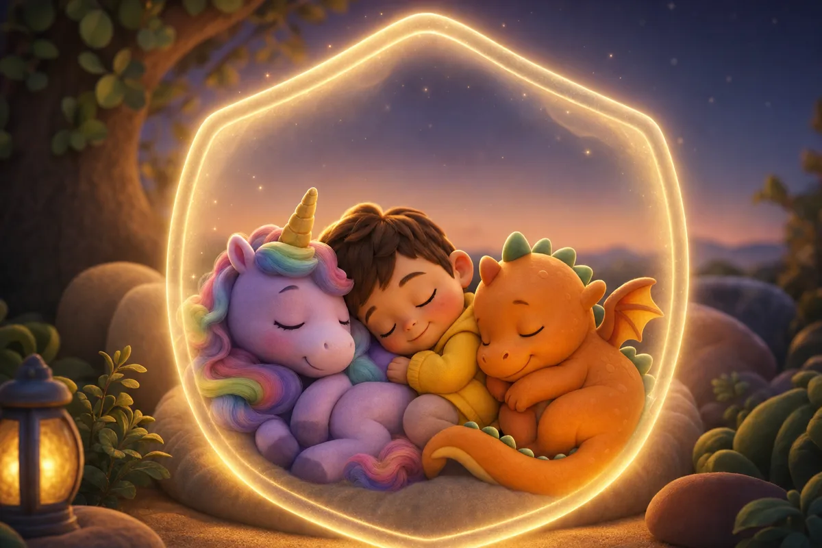 The child asleep between the unicorn and the dragon