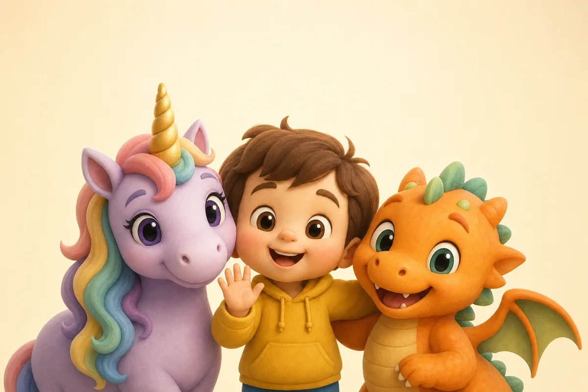 A child with a unicorn and a dragon in the world of Joelu